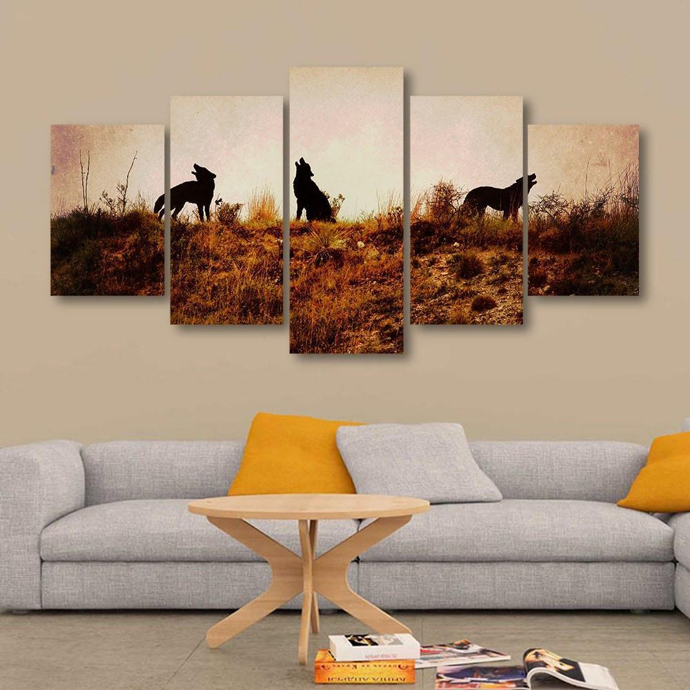 Pack Of Wolves 5 Piece Canvas Small / No Frame Wall