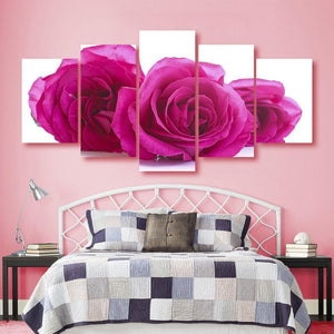 Pink Roses 5 Piece Canvas Small / No Frame Wall