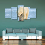 Polar Bear 5 Piece Canvas Small / No Frame Wall