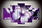 Purple Butterflies 5 Piece Canvas Wall