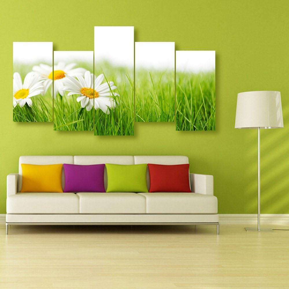 Spring Daisies 5 Piece Canvas Small / No Frame Wall