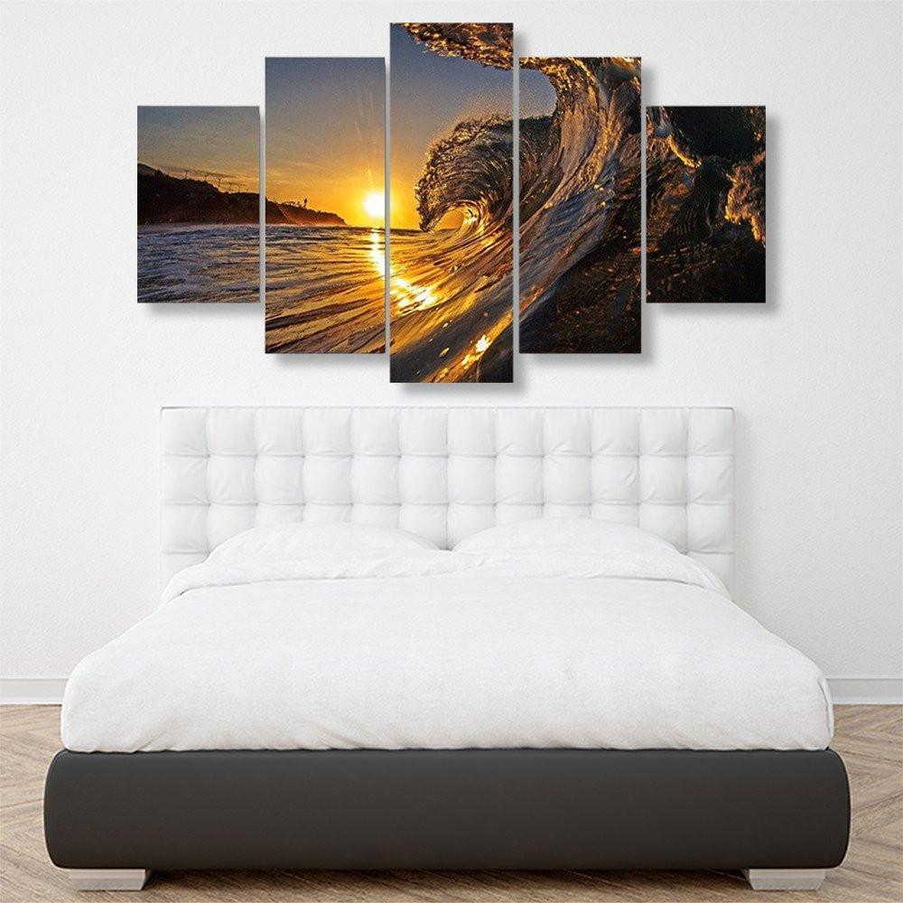 Sunset Wave 5 Piece Canvas Wall