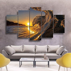 Sunset Wave 5 Piece Canvas Wall