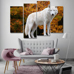 The White Arctic Wolf 4 Piece Canvas Small / No Frame Wall