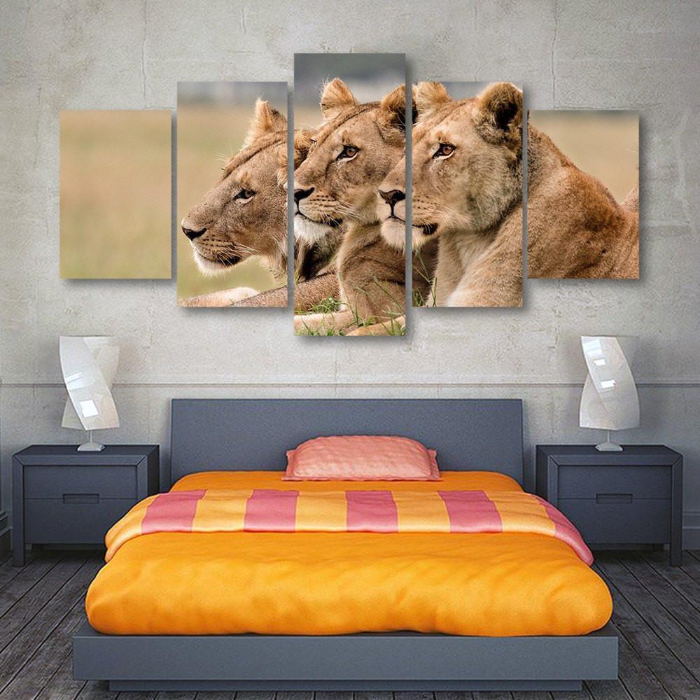 Three Lions 5 Piece Canvas Small / No Frame Wall
