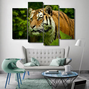 Tiger 4 Piece Canvas Small / No Frame Wall