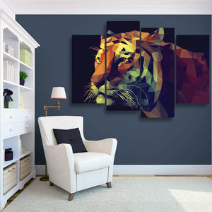 Tiger Illustration 4 Piece Canvas Small / No Frame Wall