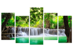 Tropical Waterfalls 5 Piece Canvas Wall