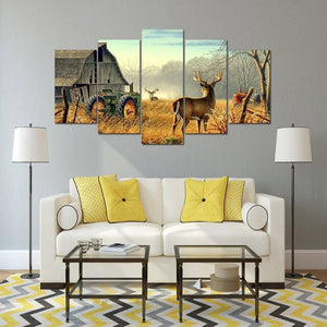 Two Whitetail Deer 5 Piece Canvas Small / No Frame Wall