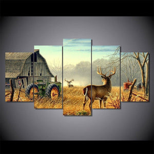 Two Whitetail Deer 5 Piece Canvas Wall