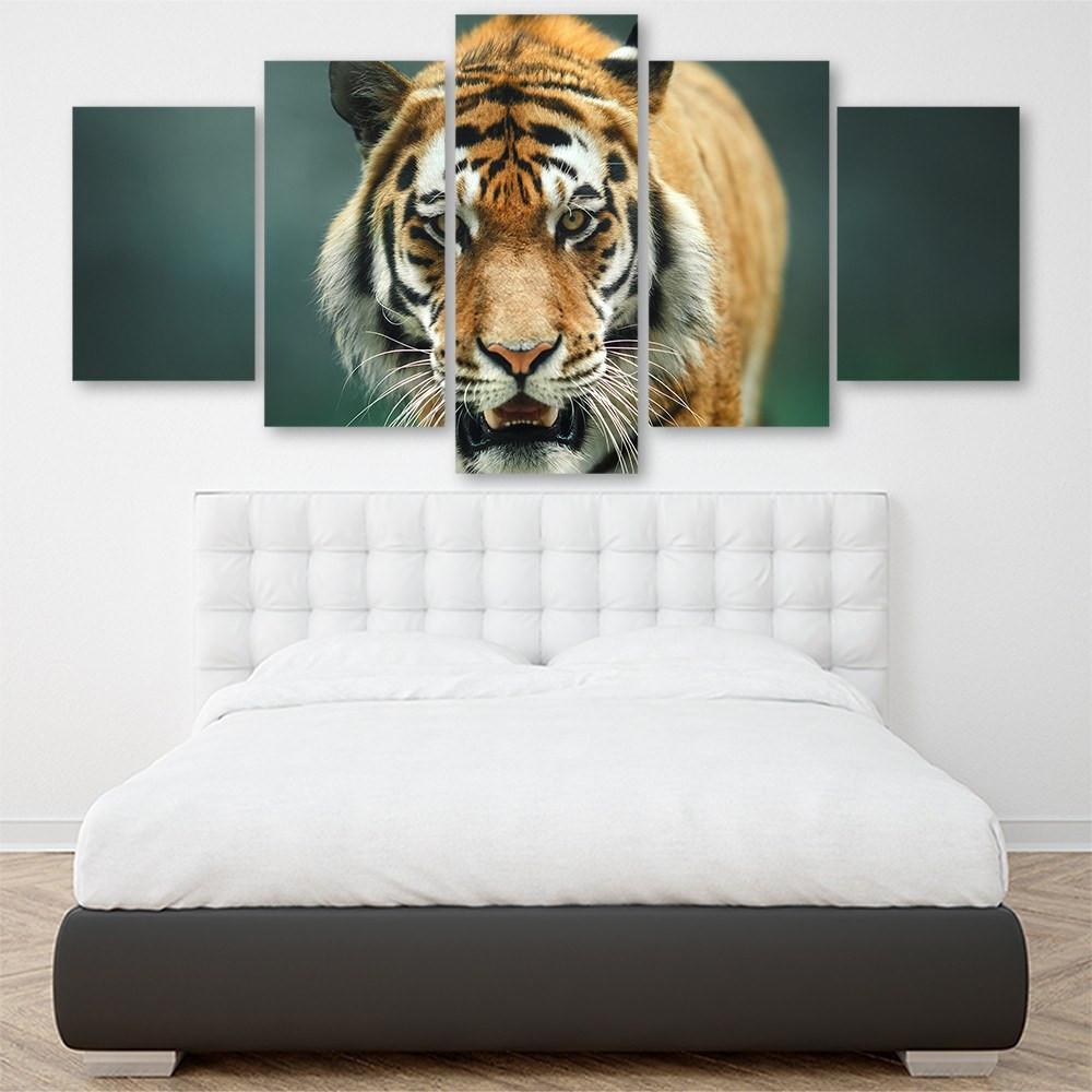 Wild Tiger 5 Piece Canvas Small / No Frame Wall