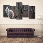 Wolf Howling Back 5 Piece Canvas Small / No Frame Wall