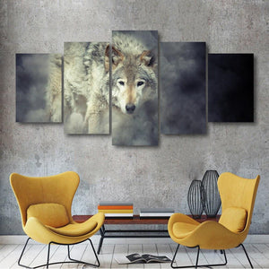 Wolf In Smoke 5 Piece Canvas Small / No Frame Wall