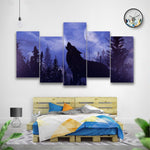Wolf In Wilderness 5 Piece Canvas Small / No Frame Wall