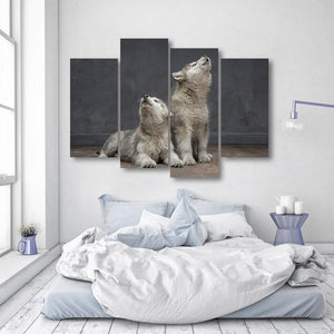 Wolf Pups 4 Piece Canvas Small / No Frame Wall