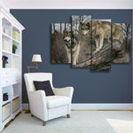Wolves On A Log 4 Piece Canvas Small / No Frame Wall